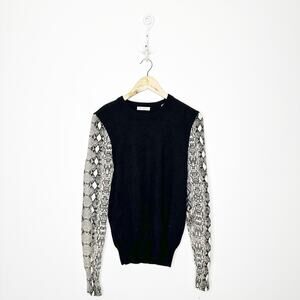 Equipment Femme $325 Cashmere Crewneck Sweater Reptile Snake Print Size M